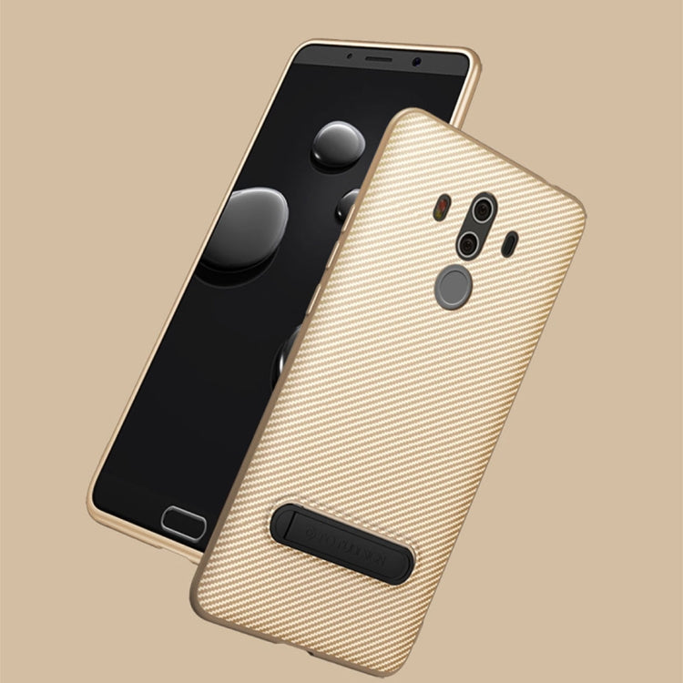 TOTUDESIGN for  Huawei Mate 10 Pro Carbon Fiber Texture TPU Anti-slip Protective Back Cover Case with Holder