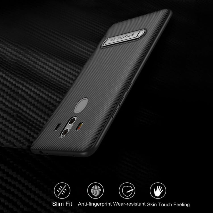 TOTUDESIGN for  Huawei Mate 10 Pro Carbon Fiber Texture TPU Anti-slip Protective Back Cover Case with Holder