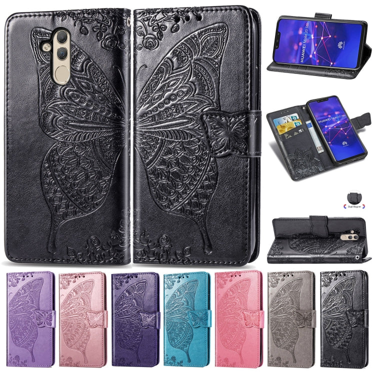 Butterfly Love Flowers Embossing Horizontal Flip Leather Case for Huawei Mate 20 Lite, with Holder & Card Slots & Wallet