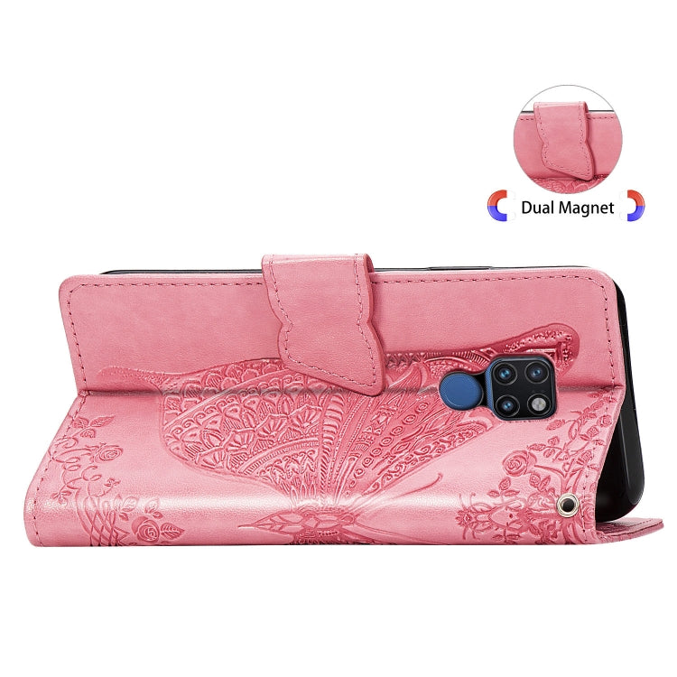 Butterfly Love Flowers Embossing Horizontal Flip Leather Case for Huawei Mate 20, with Holder & Card Slots & Wallet & Lanyard