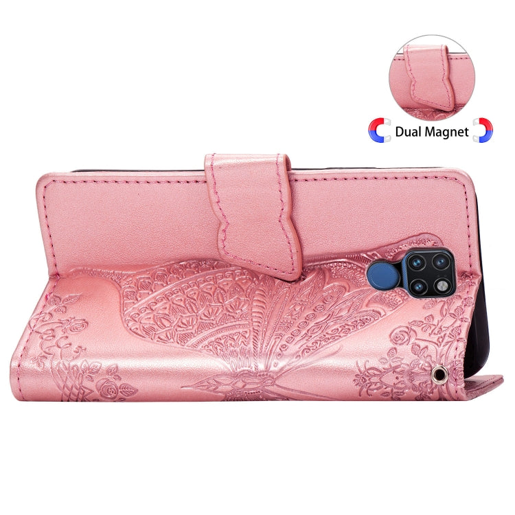Butterfly Love Flowers Embossing Horizontal Flip Leather Case for Huawei Mate 20, with Holder & Card Slots & Wallet & Lanyard