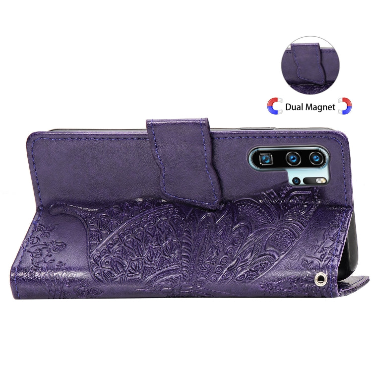 Butterfly Love Flowers Embossing Horizontal Flip Leather Case for Huawei P30 Pro, with Holder & Card Slots & Wallet & Lanyard