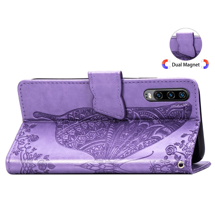 Butterfly Love Flowers Embossing Horizontal Flip Leather Case for Huawei P30, with Holder & Card Slots & Wallet & Lanyard