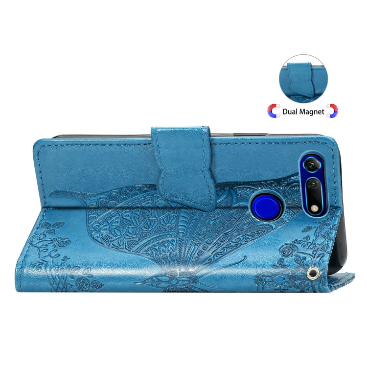 Butterfly Love Flowers Embossing Horizontal Flip Leather Case for Huawei V20, with Holder & Card Slots & Wallet & Lanyard
