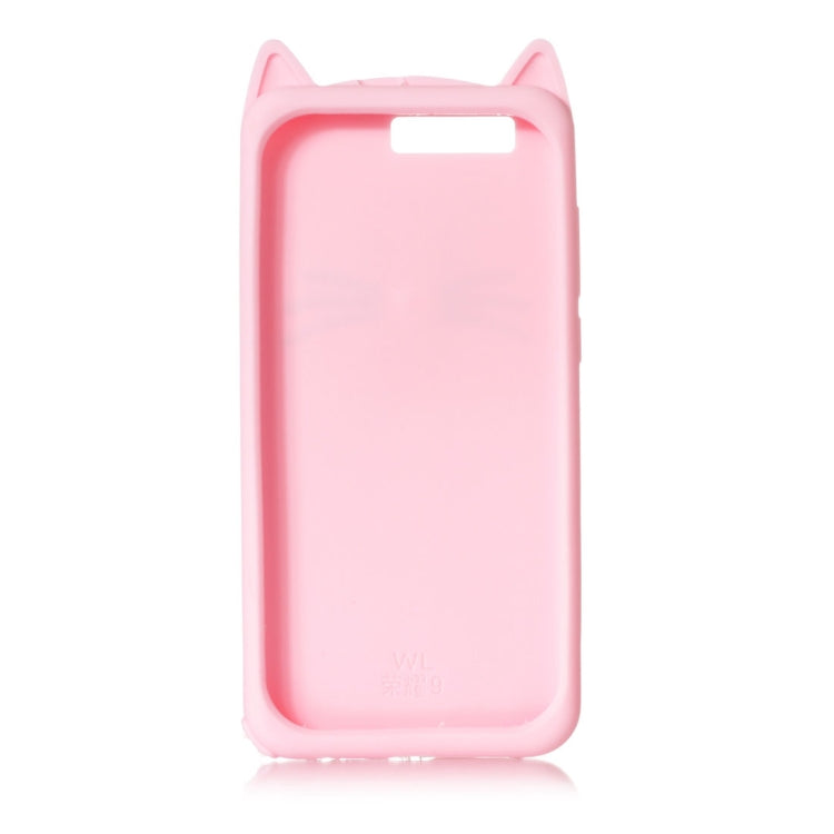 For Huawei  Honor 9 Silicone Cat Whiskers Pattern Protective Back Cover Case(Pink)