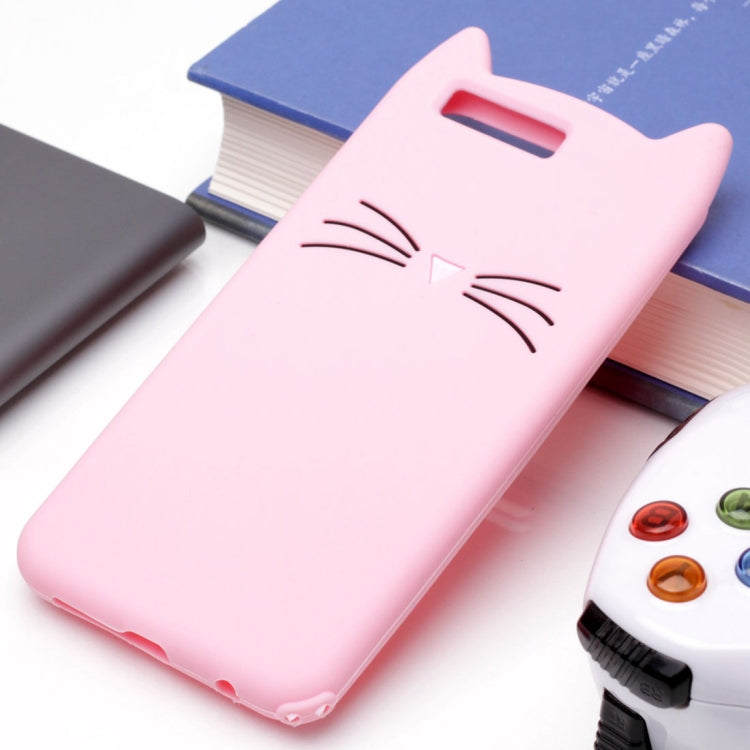 For Huawei  Honor 9 Silicone Cat Whiskers Pattern Protective Back Cover Case(Pink)