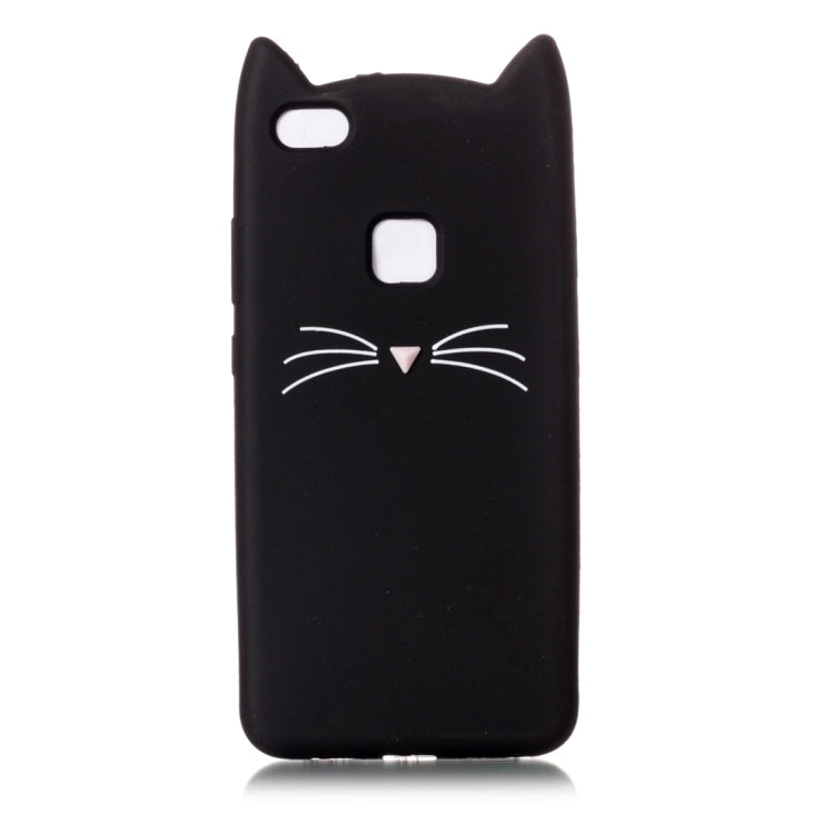 For Huawei  P10 Lite Silicone Cat Whiskers Pattern Protective Back Cover Case (Black)