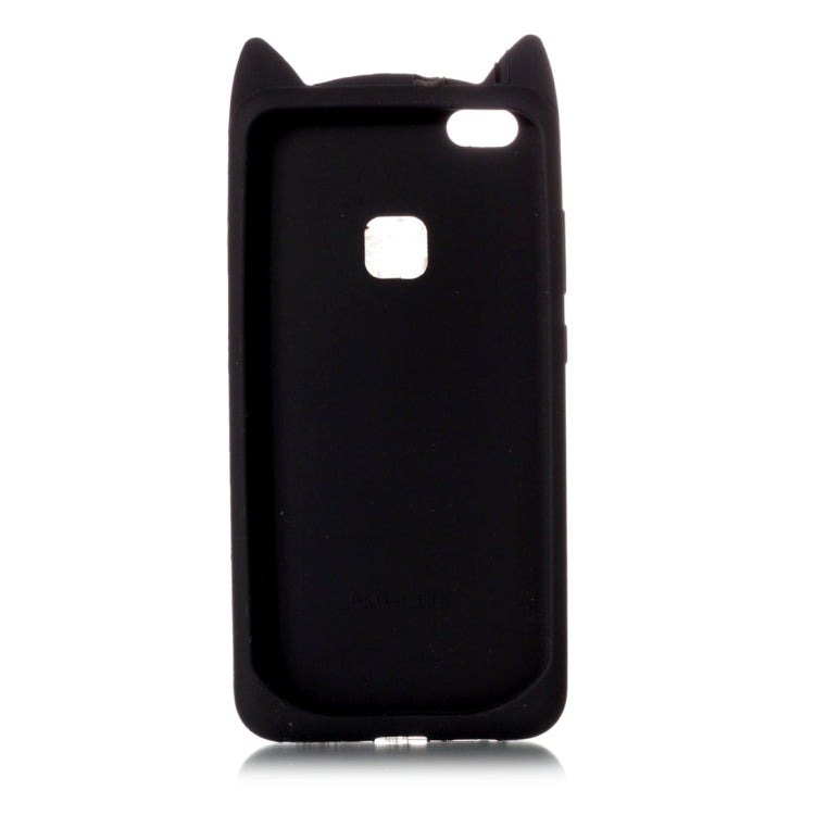 For Huawei  P10 Lite Silicone Cat Whiskers Pattern Protective Back Cover Case (Black)