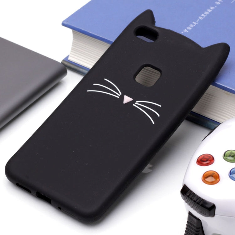 For Huawei  P10 Lite Silicone Cat Whiskers Pattern Protective Back Cover Case (Black)