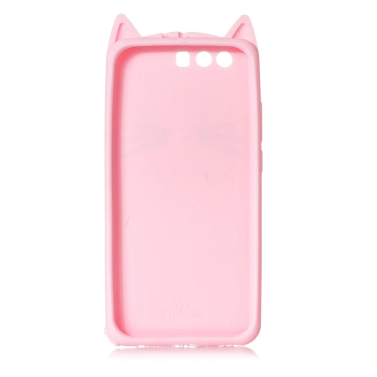 For Huawei  P10 Plus Silicone Cat Whiskers Pattern Protective Back Cover Case (Pink)