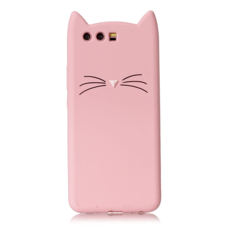 For Huawei  P10 Silicone Cat Whiskers Pattern Protective Back Cover Case (Pink)