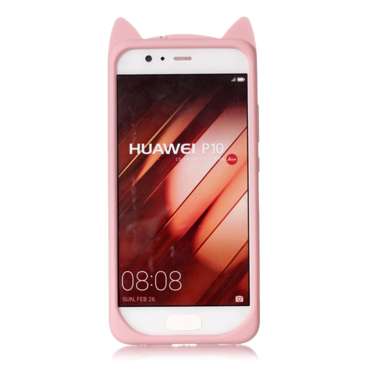 For Huawei  P10 Silicone Cat Whiskers Pattern Protective Back Cover Case (Pink)