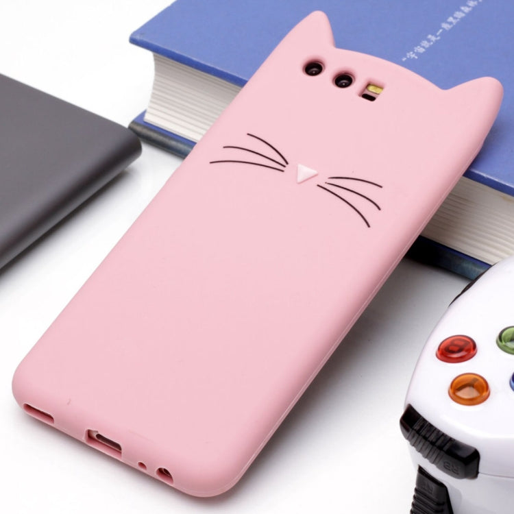 For Huawei  P10 Silicone Cat Whiskers Pattern Protective Back Cover Case (Pink)