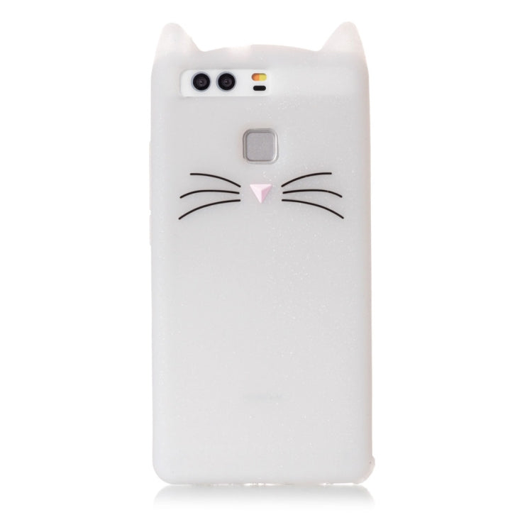 For Huawei  P9 Silicone Cat Whiskers Pattern Protective Back Cover Case(White)