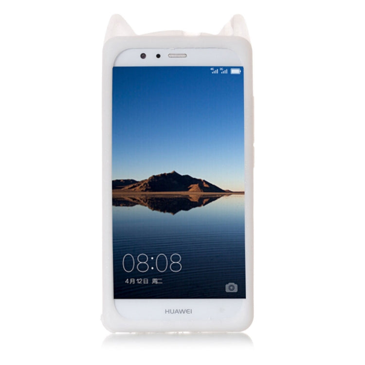 For Huawei  P9 Silicone Cat Whiskers Pattern Protective Back Cover Case(White)