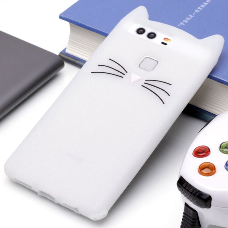 For Huawei  P9 Silicone Cat Whiskers Pattern Protective Back Cover Case(White)