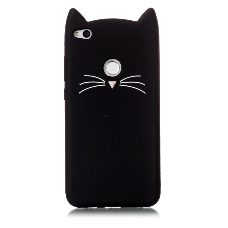 For Huawei  P8 Lite (2017) Silicone Cat Whiskers Pattern Protective Back Cover Case(Black)