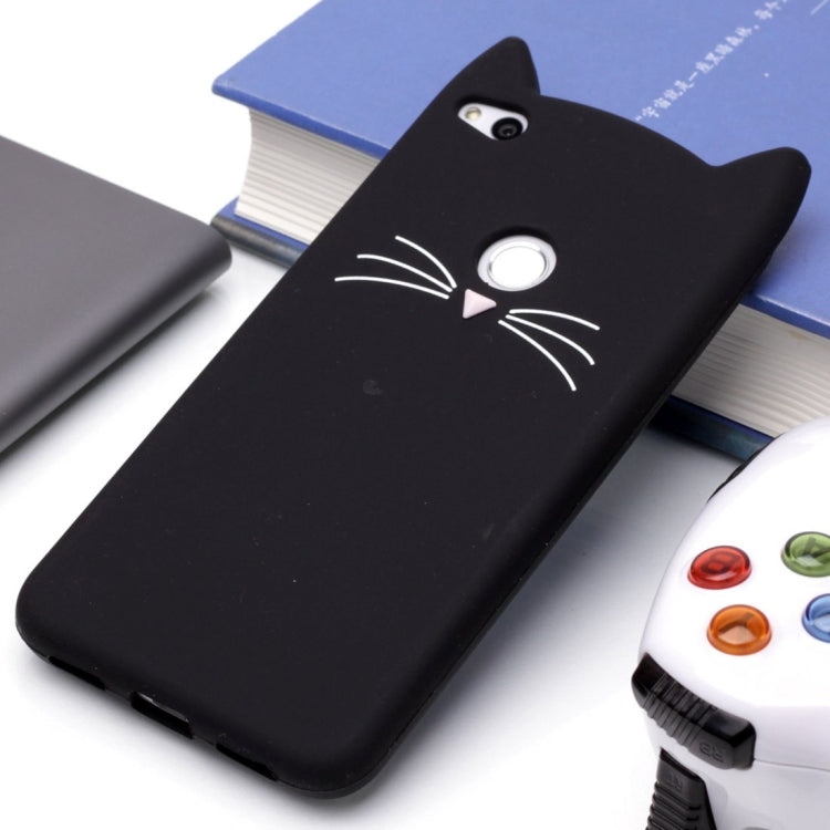 For Huawei  P8 Lite (2017) Silicone Cat Whiskers Pattern Protective Back Cover Case(Black)