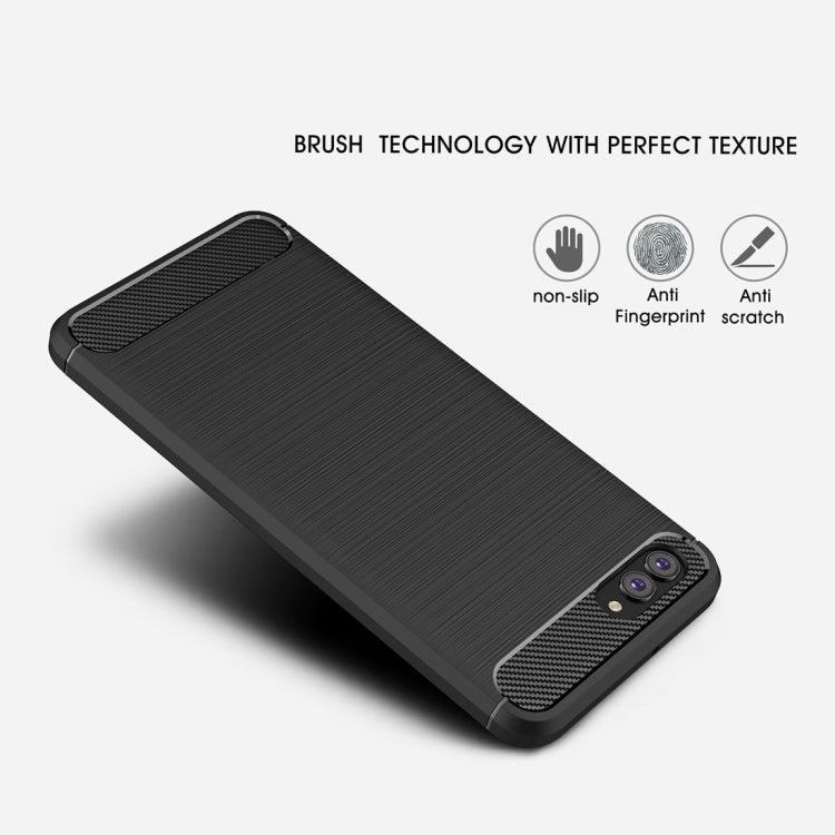 For Huawei  nova 2s Brushed Texture Carbon Fiber Shockproof TPU Rugged Armor Protective Case