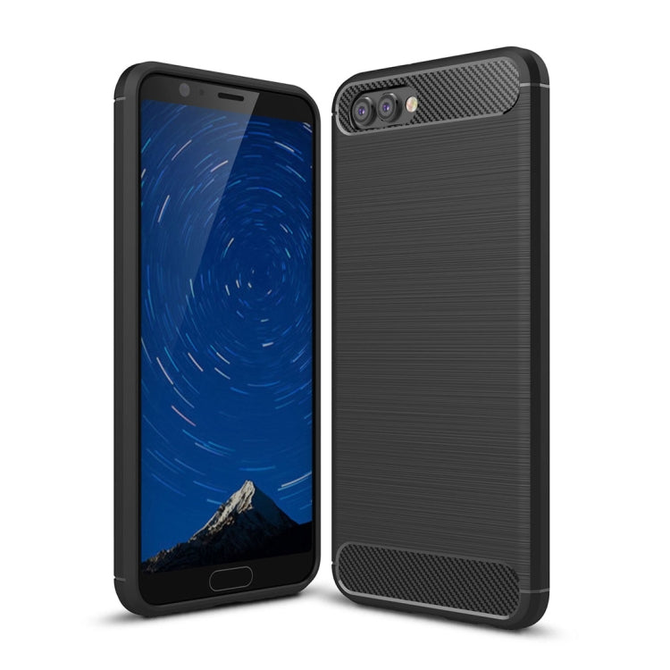 For Huawei  Honor View 10 Brushed Texture Carbon Fiber Shockproof TPU Rugged Armor Protective Case