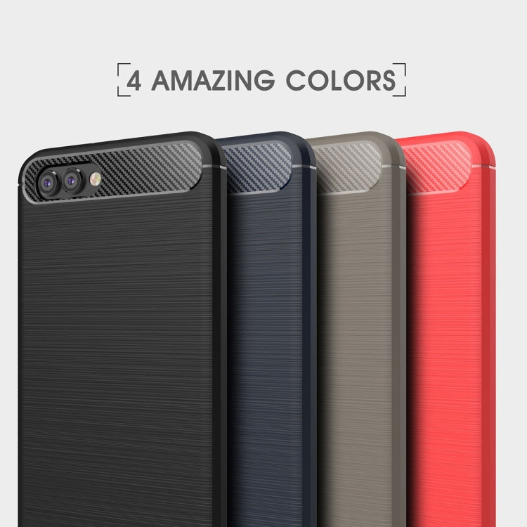 For Huawei  Honor View 10 Brushed Texture Carbon Fiber Shockproof TPU Rugged Armor Protective Case