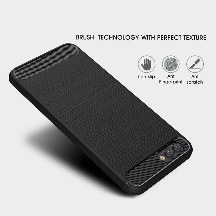 For Huawei  Honor View 10 Brushed Texture Carbon Fiber Shockproof TPU Rugged Armor Protective Case