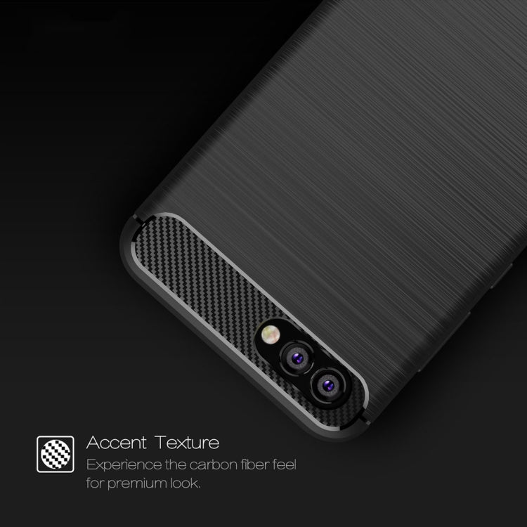 For Huawei  Honor View 10 Brushed Texture Carbon Fiber Shockproof TPU Rugged Armor Protective Case
