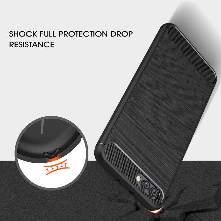 For Huawei  Honor View 10 Brushed Texture Carbon Fiber Shockproof TPU Rugged Armor Protective Case