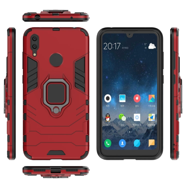 Shockproof PC + TPU Case with Magnetic Ring Holder for Huawei Y7 (2019)