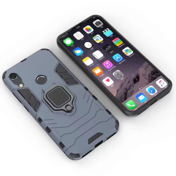 Shockproof PC + TPU Case with Magnetic Ring Holder for Huawei Y6 (2019) (Navy Blue)