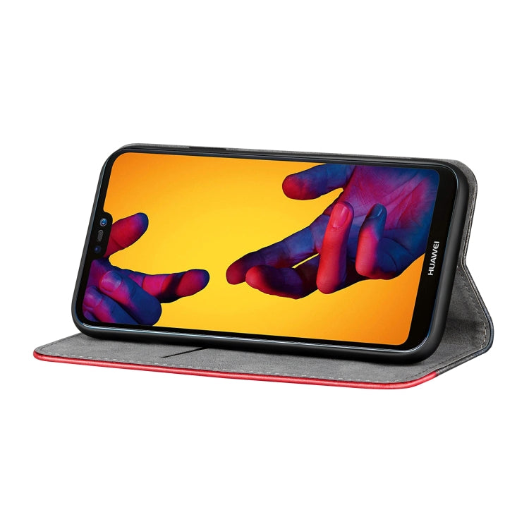 Business Solid Color Stitching Horizontal Flip Leather Case for Huawei P20 Lite, with Holder & Card Slots & Wallet & Lanyard