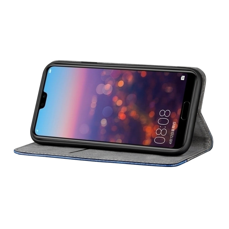 Business Solid Color Stitching Horizontal Flip Leather Case for Huawei P20, with Holder & Card Slots & Wallet & Lanyard