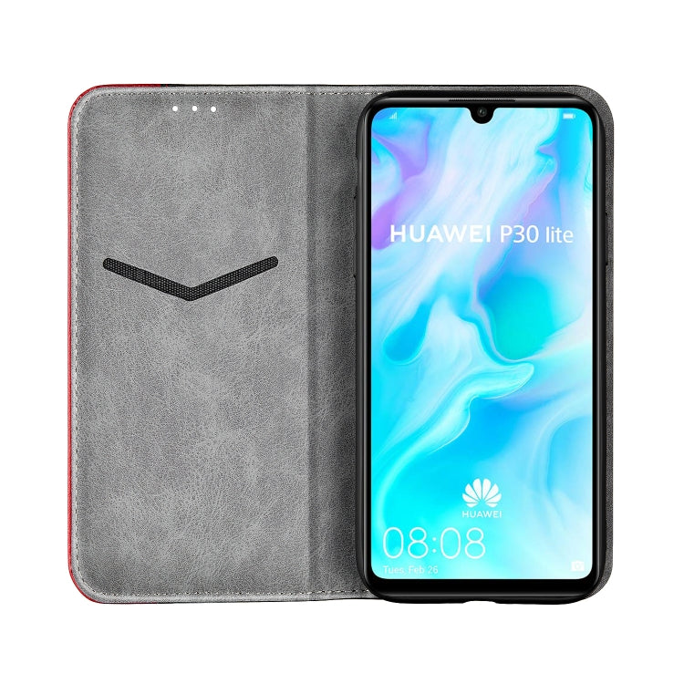 Business Solid Color Stitching Horizontal Flip Leather Case for Huawei P30 Lite, with Holder & Card Slots & Wallet & Lanyard
