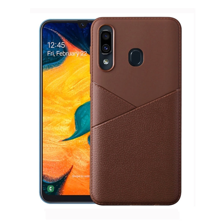 Ultra-thin Shockproof Soft TPU + Leather Case for Huawei P20 Lite (Brown)