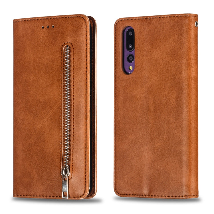 Calf Texture Zipper Magnetic Horizontal Flip Leather Case for Huawei P20 Pro, with Wallet & Holder & Card Slots