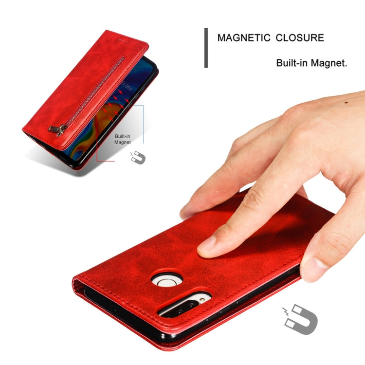 Calf Texture Zipper Magnetic Horizontal Flip Leather Case for Huawei P30 Lite, with Wallet & Holder & Card Slots
