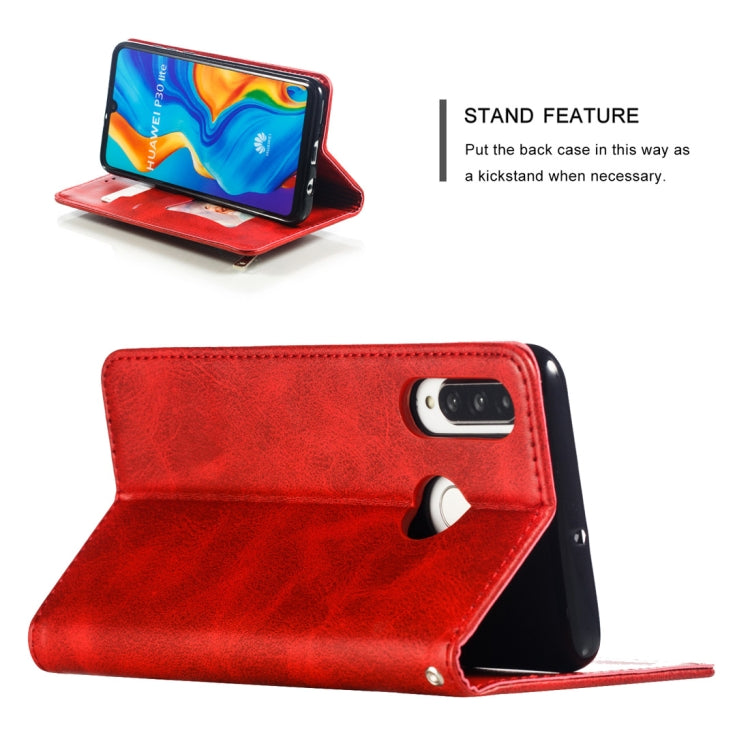 Calf Texture Zipper Magnetic Horizontal Flip Leather Case for Huawei P30 Lite, with Wallet & Holder & Card Slots