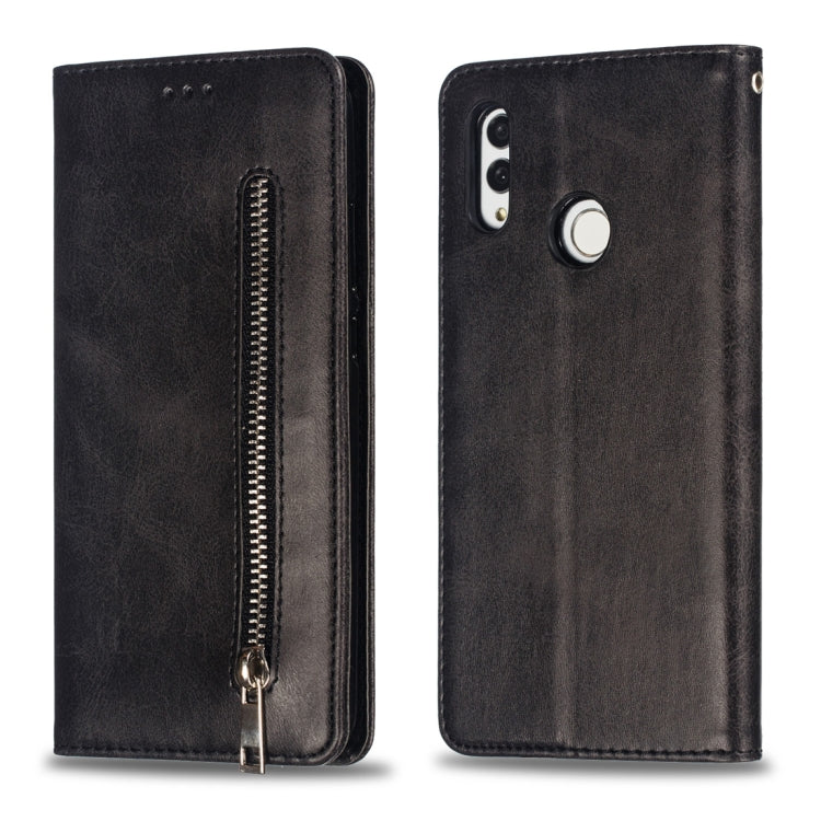 Calf Texture Zipper Magnetic Horizontal Flip Leather Case for Huawei Honor 10 Lite, with Wallet & Holder & Card Slots