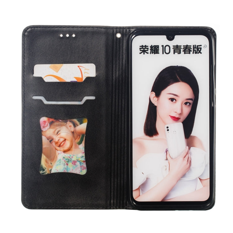 Calf Texture Zipper Magnetic Horizontal Flip Leather Case for Huawei Honor 10 Lite, with Wallet & Holder & Card Slots