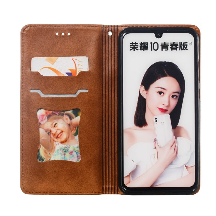 Calf Texture Zipper Magnetic Horizontal Flip Leather Case for Huawei Honor 10 Lite, with Wallet & Holder & Card Slots
