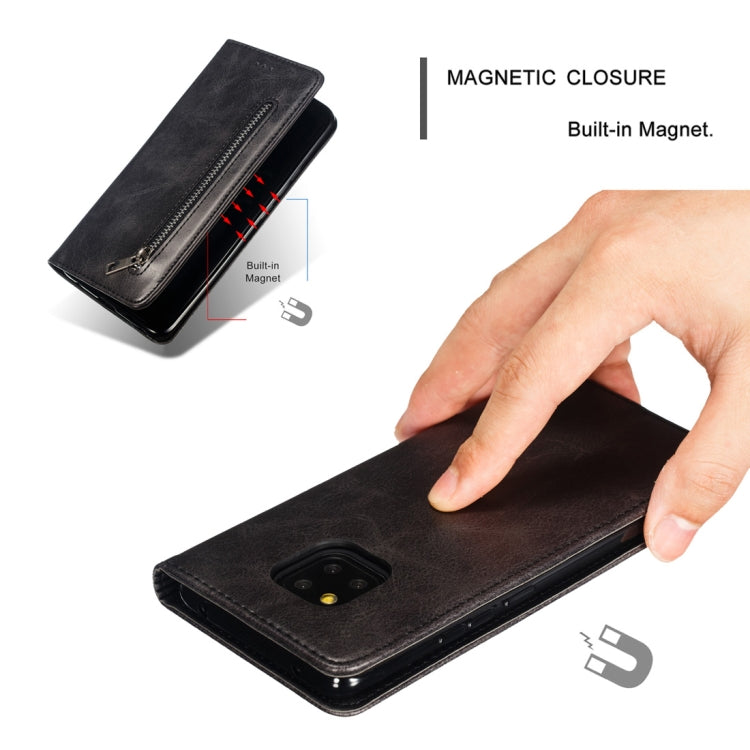 Calf Texture Zipper Magnetic Horizontal Flip Leather Case for Huawei Mate 20 Pro, with Wallet & Holder & Card Slots