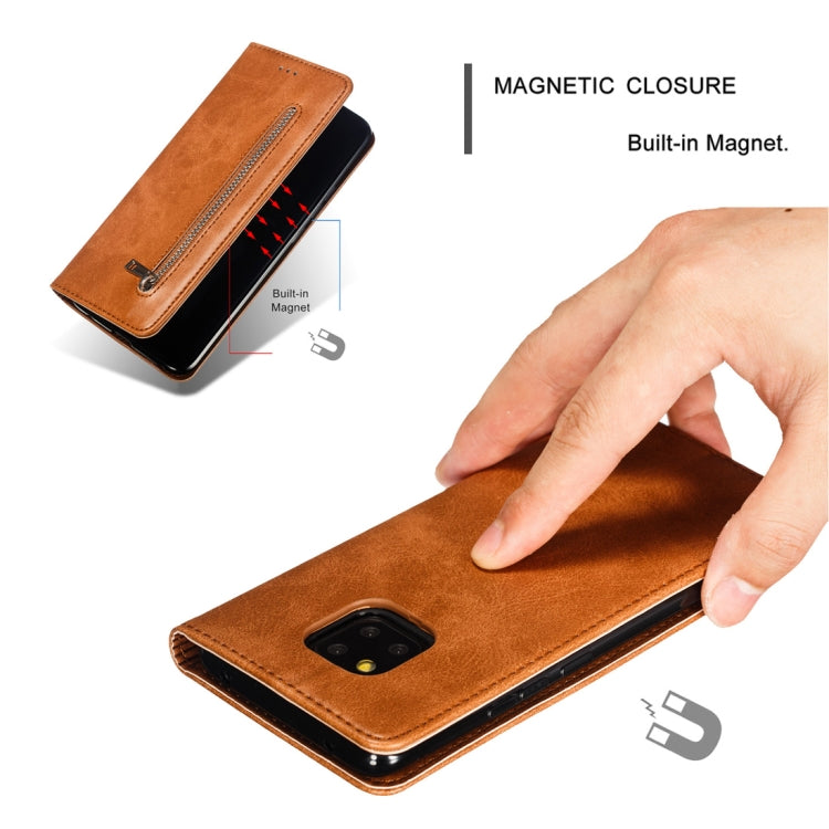 Calf Texture Zipper Magnetic Horizontal Flip Leather Case for Huawei Mate 20 Pro, with Wallet & Holder & Card Slots