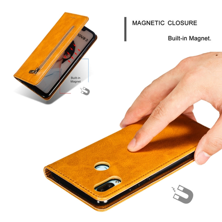 Calf Texture Zipper Magnetic Horizontal Flip Leather Case for Huawei nova 3i, with Wallet & Holder & Card Slots