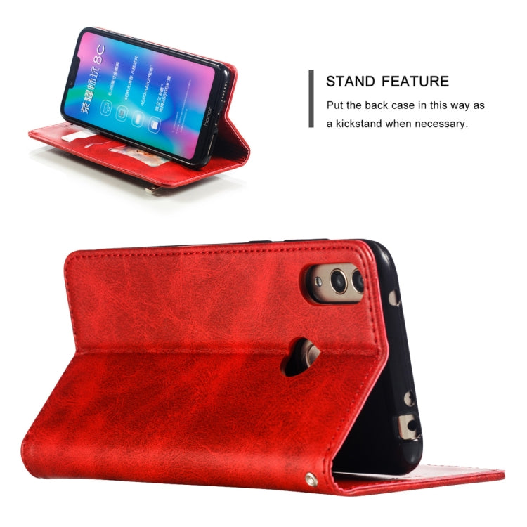 Calf Texture Zipper Magnetic Horizontal Flip Leather Case for Huawei Y7 (2019), with Wallet & Holder & Card Slots