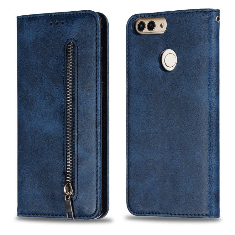 Calf Texture Zipper Magnetic Horizontal Flip Leather Case for Huawei P Smart / Honor 9 Lite, with Wallet & Holder & Card Slots