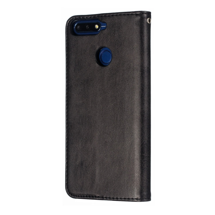 Calf Texture Zipper Magnetic Horizontal Flip Leather Case for Huawei Y6 (2018), with Wallet & Holder & Card Slots