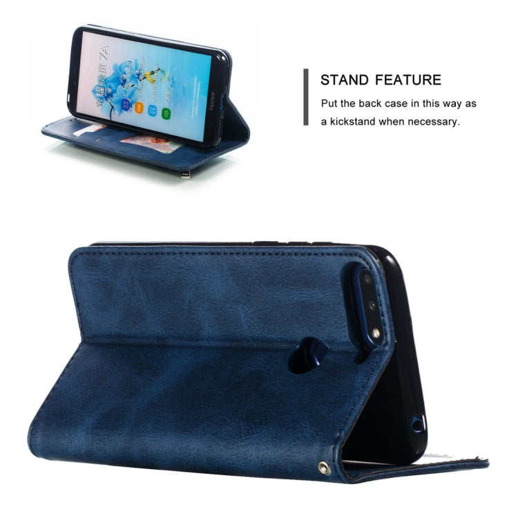 Calf Texture Zipper Magnetic Horizontal Flip Leather Case for Huawei Y6 (2018), with Wallet & Holder & Card Slots