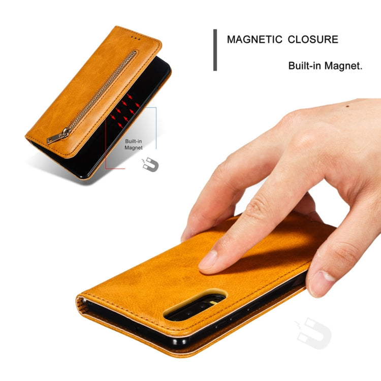 Calf Texture Zipper Magnetic Horizontal Flip Leather Case for Huawei P30, with Wallet & Holder & Card Slots