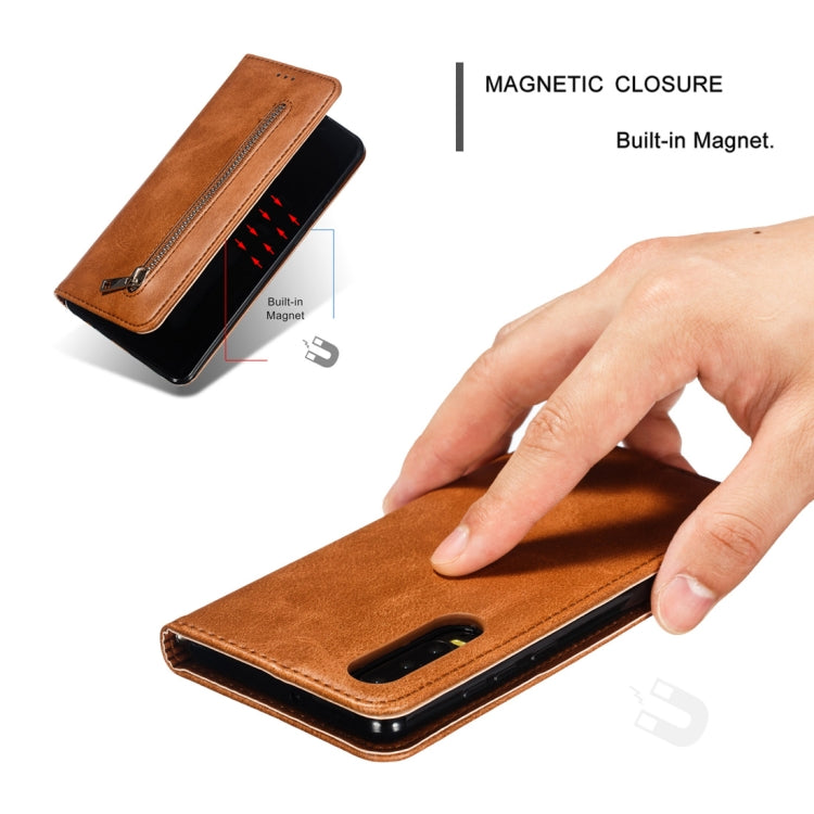 Calf Texture Zipper Magnetic Horizontal Flip Leather Case for Huawei P30, with Wallet & Holder & Card Slots