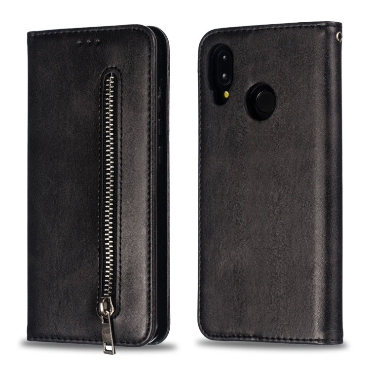 Calf Texture Zipper Magnetic Horizontal Flip Leather Case for Huawei P20 Lite, with Wallet & Holder & Card Slots